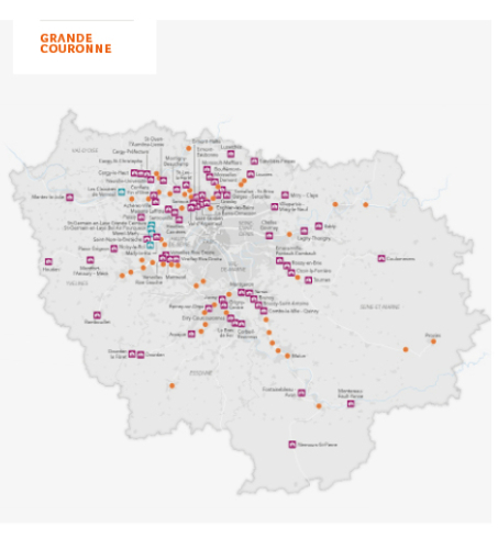 Gares franciliennes (Grande Couronne) dont les travaux sont terminées à fin 2021 ou à réaliser d'ici 2025