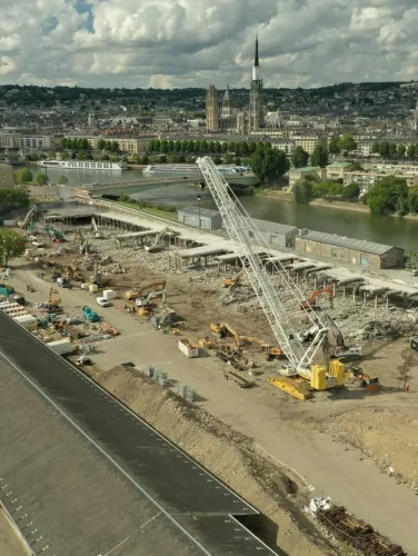 Photo de la démolition de la tranchée couverte Photo de la démolition de la tranchée couverte de Rouen rive gauche