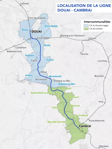 Carte Douai Cambrai