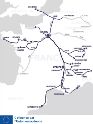 tracé de la ligne LGV+ en France