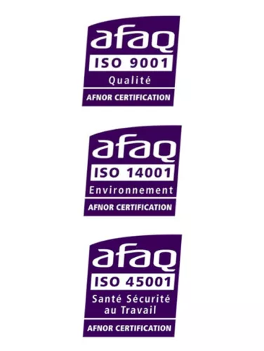 Logos de certification Afnor ISO 9001, 14001 et 45001