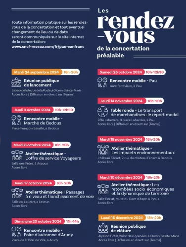 Calendrier des rendez-vous de la concertation