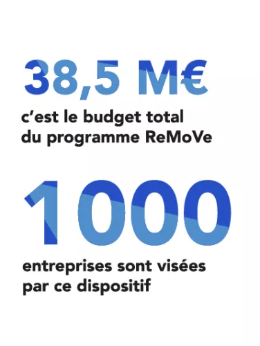 38,5 M€ c'est le budget total du programme Remove. 1 000 entreprises sont visées par ce dispositif.