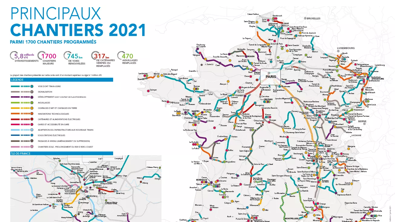 Carte principaux chantiers 2021