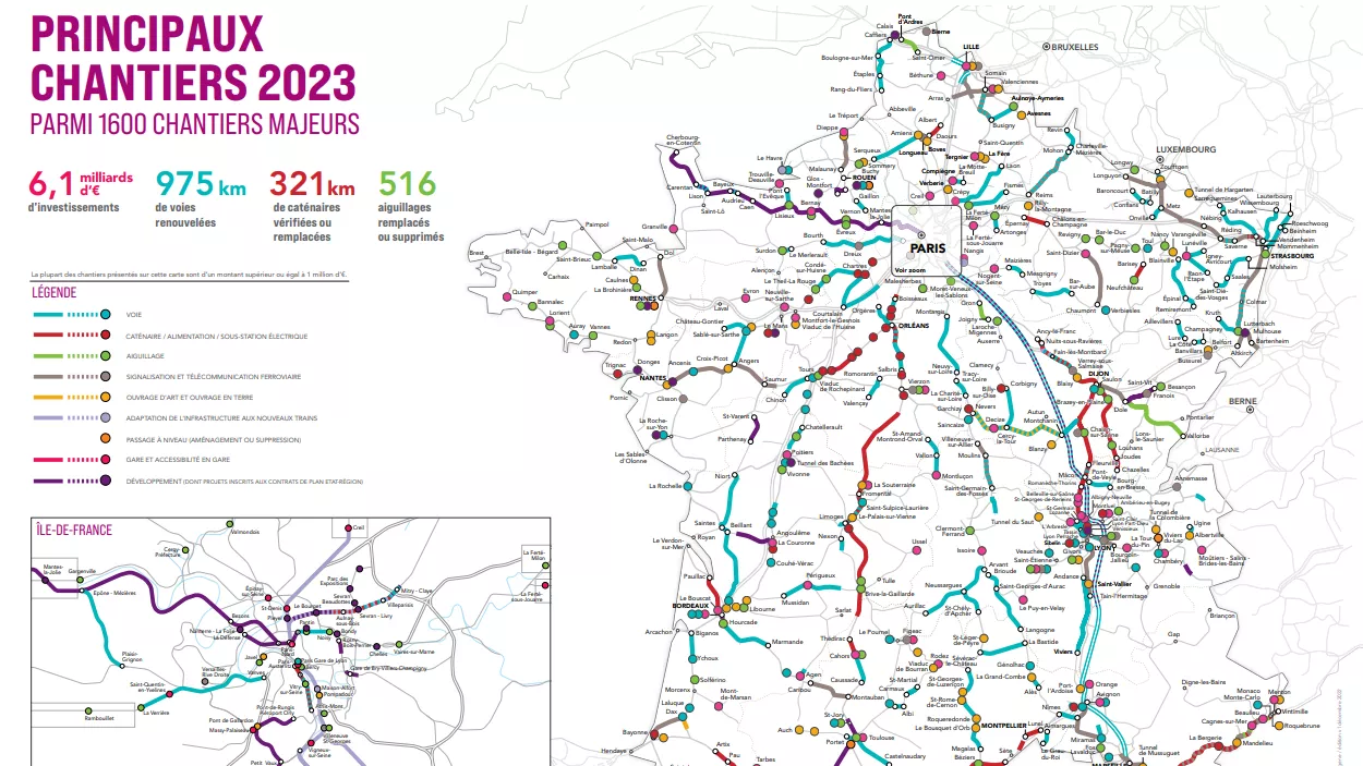 Carte principaux chantiers 2023