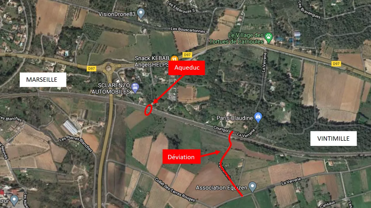 Zone des travaux - Aqueduc de Carnoules 