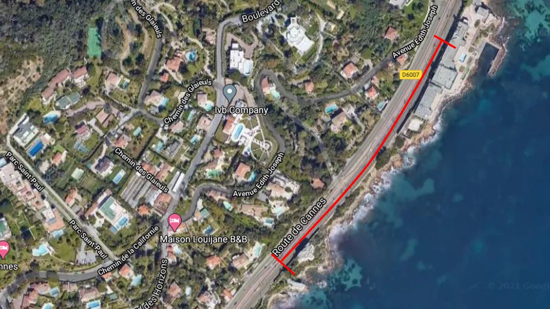 Zone de travaux RR Golfe Juan du 1er au 6 mars 2021